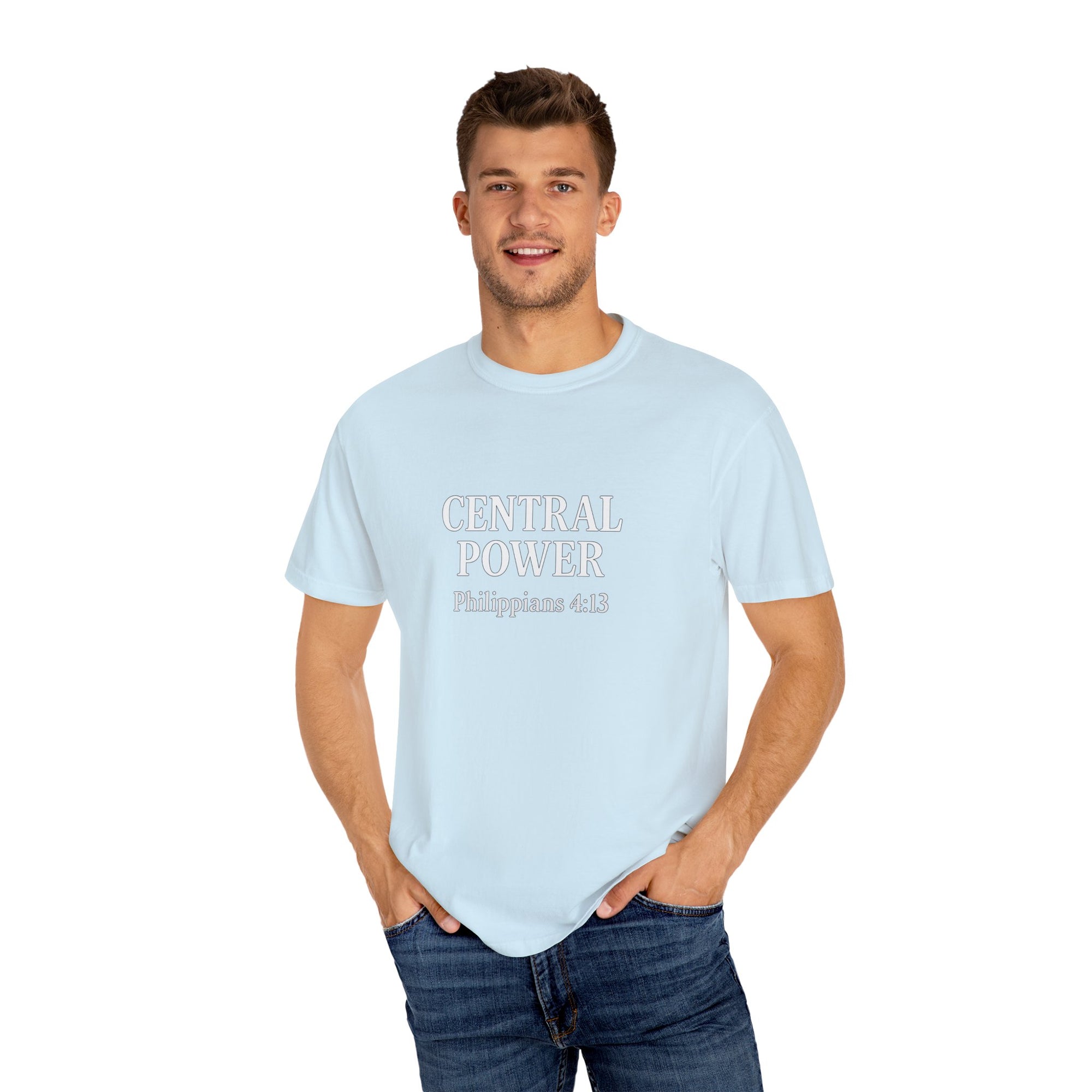 Inspirational T-Shirt, Motivational Unisex Tee, Faith-Based Apparel, Central Power Shirt, Philippians 4:13 Gift