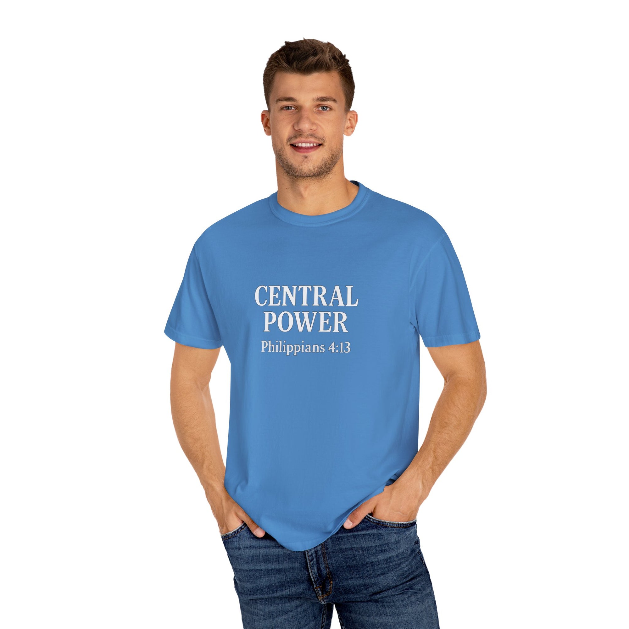 Inspirational T-Shirt, Motivational Unisex Tee, Faith-Based Apparel, Central Power Shirt, Philippians 4:13 Gift