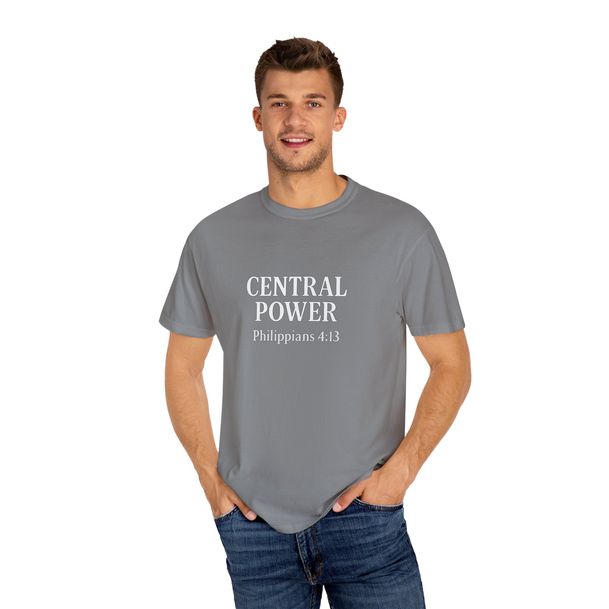 Inspirational T-Shirt, Motivational Unisex Tee, Faith-Based Apparel, Central Power Shirt, Philippians 4:13 Gift