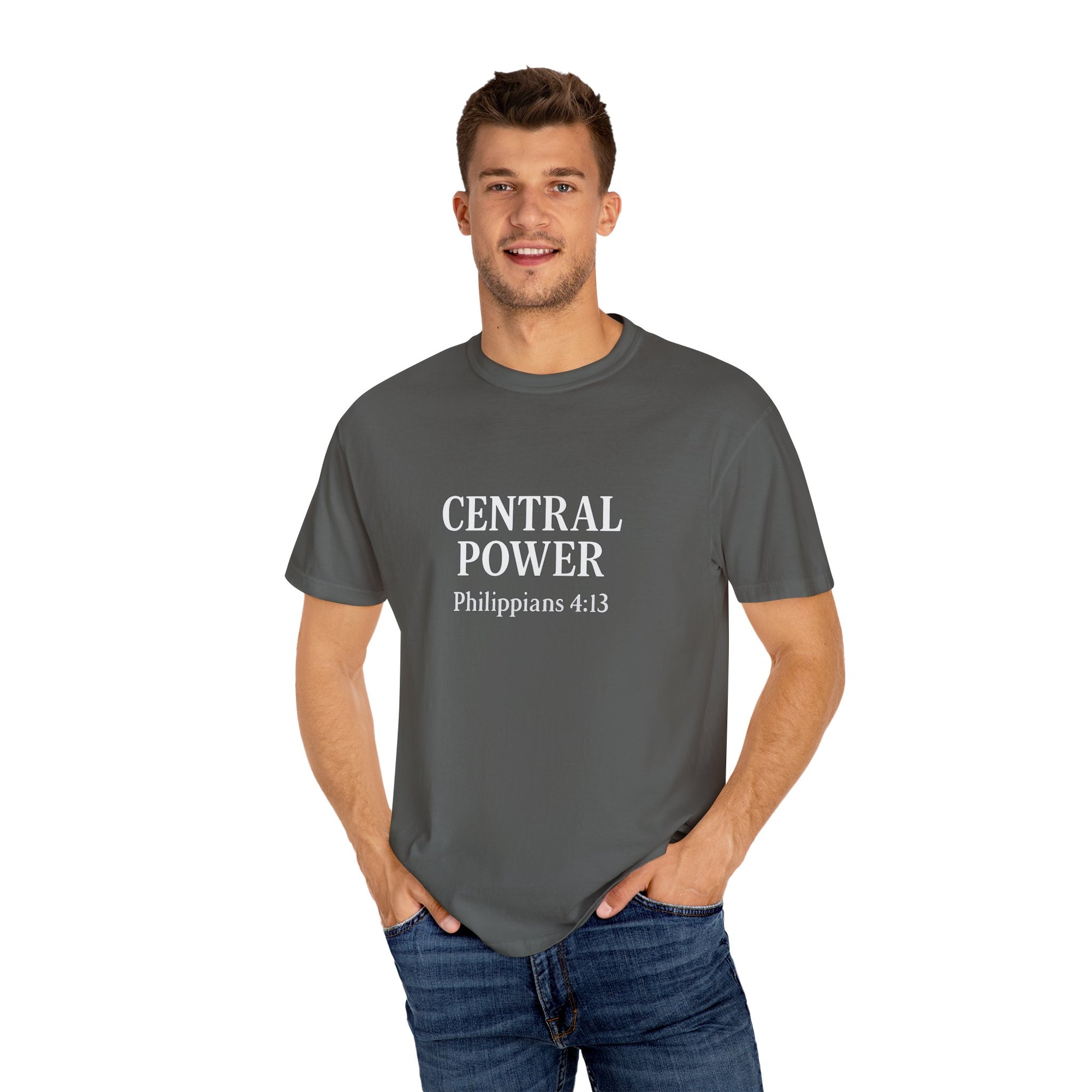 Inspirational T-Shirt, Motivational Unisex Tee, Faith-Based Apparel, Central Power Shirt, Philippians 4:13 Gift